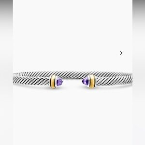 Classic Cable Bracelet Sterling Silver with 18K Yellow Gold and Amethyst